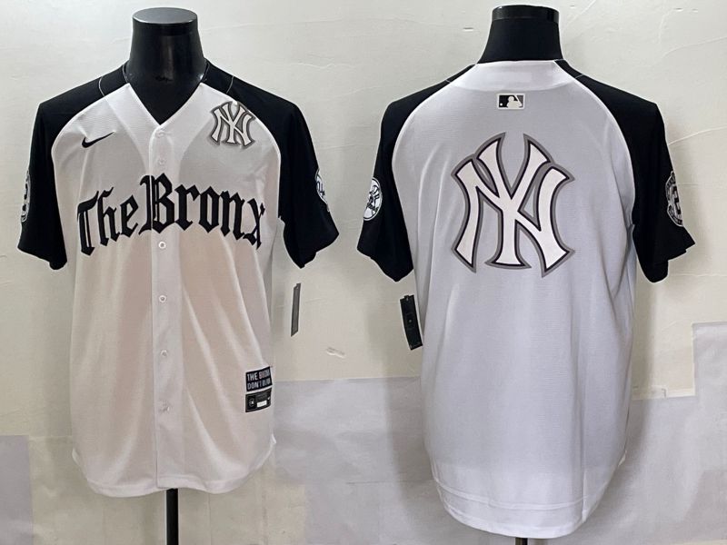Men 2025 New York Yankees Blank White black Five generations Joint Name Nike MLB Jersey style 6239->houston texans->NFL Jersey